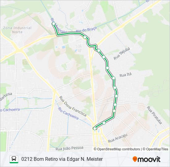 Mapa de 0212 BOM RETIRO VIA EDGAR N. MEISTER de autobús