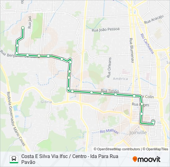 Mapa da linha 0239 COSTA E SILVA VIA IFSC / CENTRO de ônibus