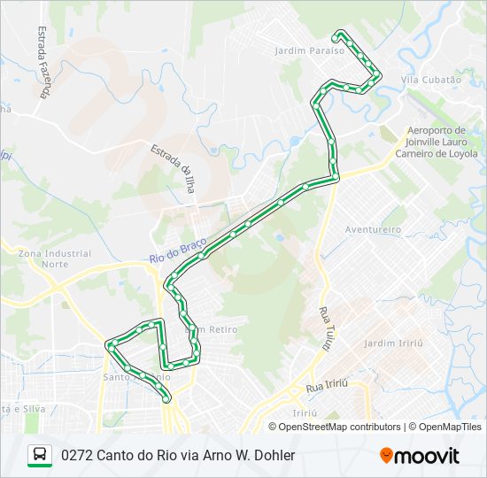 Mapa da linha 0272 CANTO DO RIO VIA ARNO W. DOHLER de ônibus