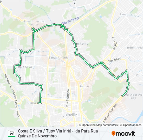 Mapa da linha 0290 COSTA E SILVA / TUPY VIA IRIRIÚ de ônibus