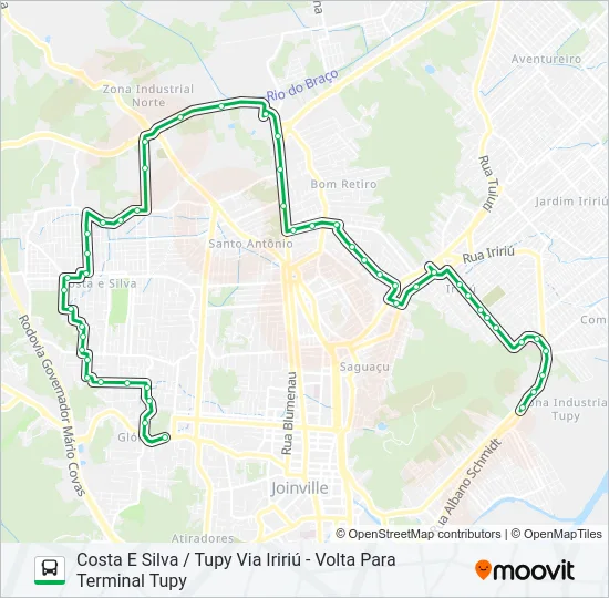 0290 COSTA E SILVA / TUPY VIA IRIRIÚ  Line Map