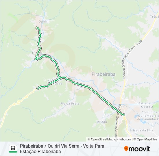 Mapa da linha 4032 PIRABEIRABA / QUIRIRI VIA SERRA de ônibus