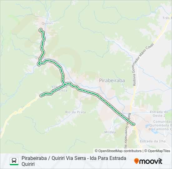Mapa da linha 4032 PIRABEIRABA / QUIRIRI VIA SERRA de ônibus