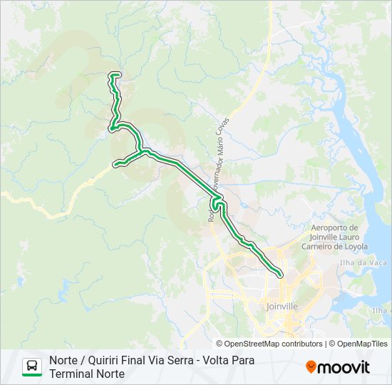 Mapa da linha 4104 NORTE / QUIRIRI FINAL VIA SERRA de ônibus