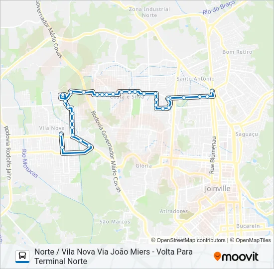 0153 NORTE / VILA NOVA VIA JOÃO MIERS  Line Map