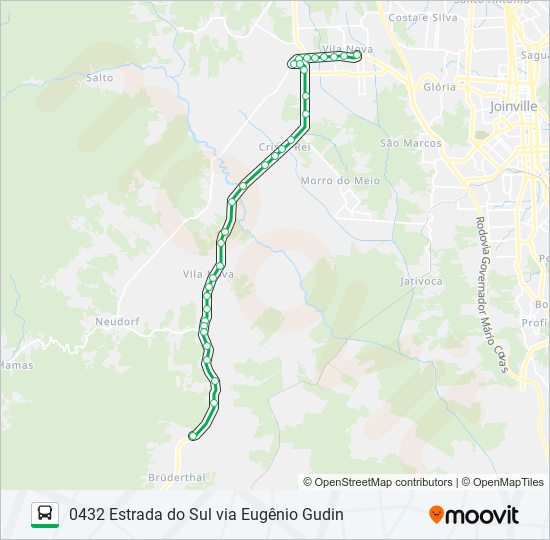 Mapa da linha 0432 ESTRADA DO SUL VIA EUGÊNIO GUDIN de ônibus