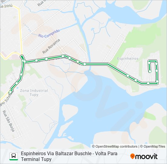 Mapa de 0444 ESPINHEIROS VIA BALTAZAR BUSCHLE de autobús