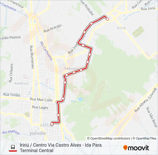 0802 IRIRIÚ / CENTRO VIA CASTRO ALVES  Line Map