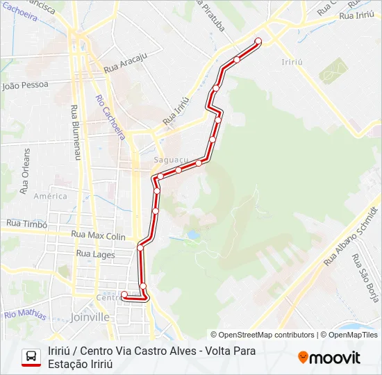 0802 IRIRIÚ / CENTRO VIA CASTRO ALVES  Line Map