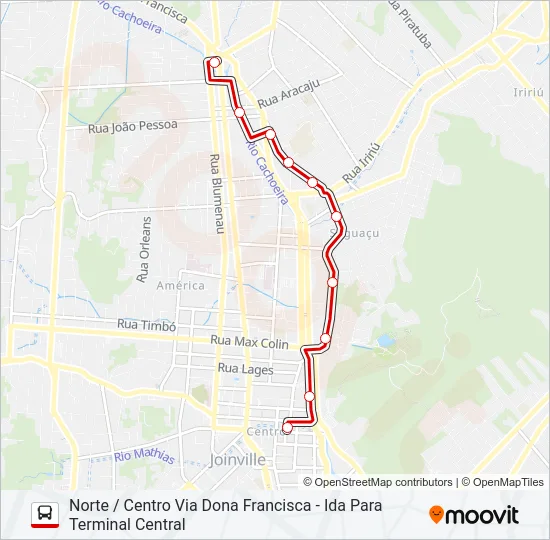 0135 NORTE / CENTRO VIA DONA FRANCISCA  Line Map