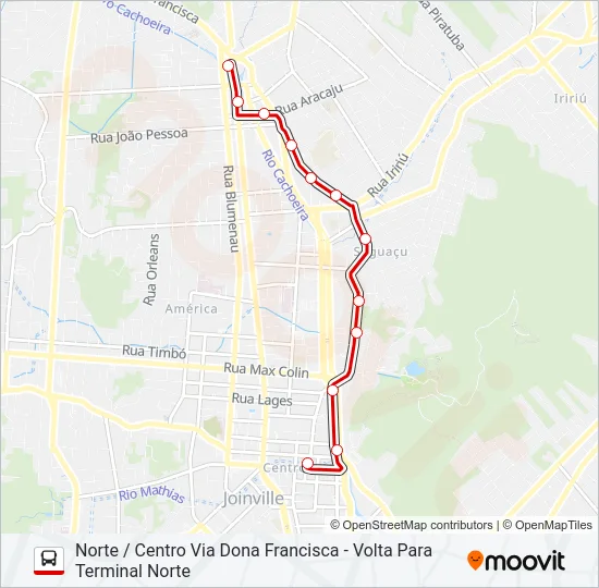 0135 NORTE / CENTRO VIA DONA FRANCISCA  Line Map