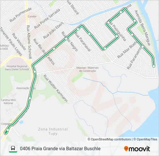 0406 PRAIA GRANDE VIA BALTAZAR BUSCHLE  Line Map