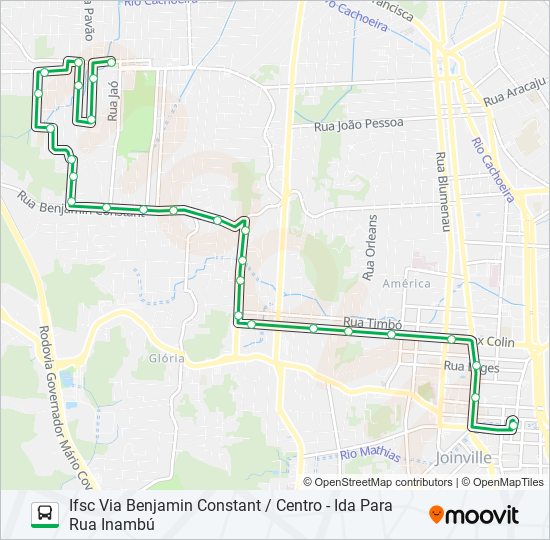 Mapa da linha 0263 IFSC VIA BENJAMIN CONSTANT / CENTRO de ônibus