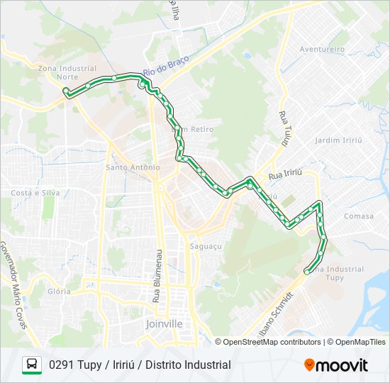 Mapa da linha 0291 TUPY / IRIRIÚ / DISTRITO INDUSTRIAL de ônibus