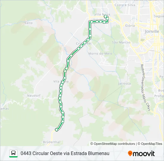 0443 CIRCULAR OESTE VIA ESTRADA BLUMENAU  Line Map