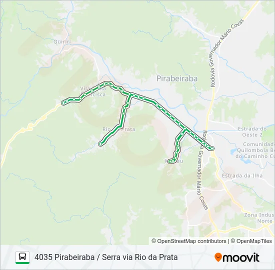 4035 PIRABEIRABA / SERRA VIA RIO DA PRATA  Line Map