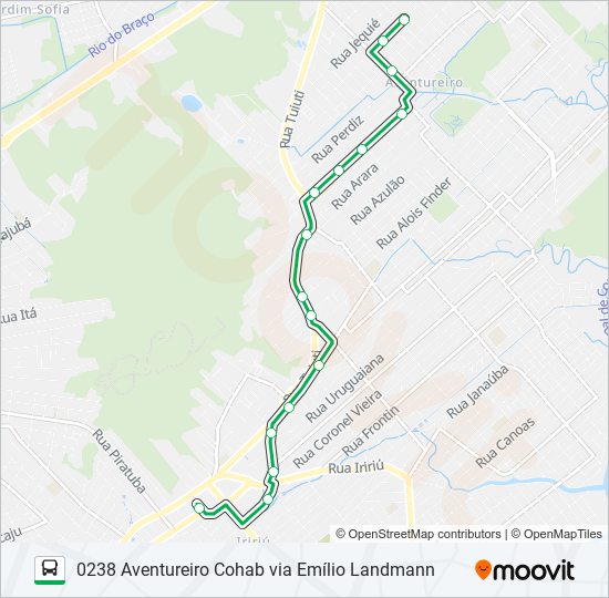 Mapa da linha 0238 AVENTUREIRO COHAB VIA EMÍLIO LANDMANN de ônibus