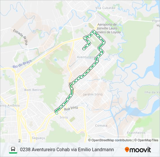 Mapa da linha 0238 AVENTUREIRO COHAB VIA EMÍLIO LANDMANN de ônibus