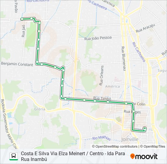 Mapa da linha 0247 COSTA E SILVA VIA ELZA MEINERT / CENTRO de ônibus