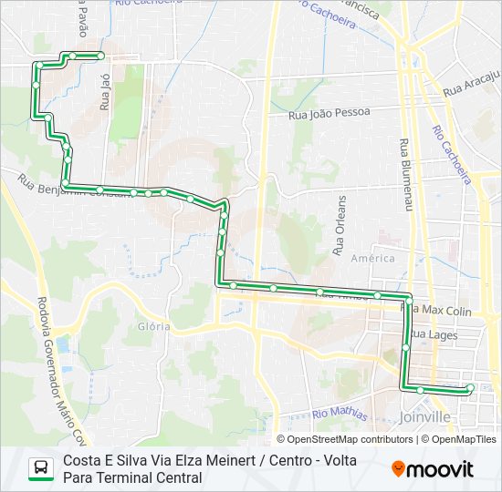Mapa da linha 0247 COSTA E SILVA VIA ELZA MEINERT / CENTRO de ônibus