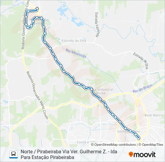 0161 NORTE / PIRABEIRABA VIA VER. GUILHERME Z.  Line Map