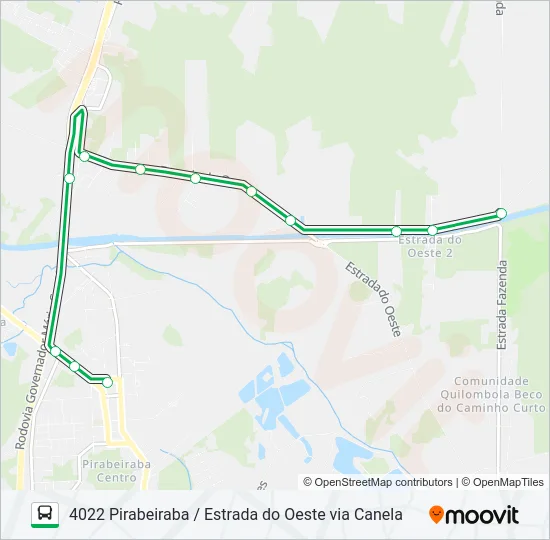 4022 PIRABEIRABA / ESTRADA DO OESTE VIA CANELA  Line Map