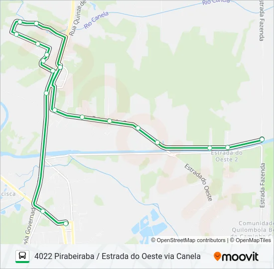 4022 PIRABEIRABA / ESTRADA DO OESTE VIA CANELA  Line Map
