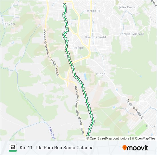 7004 KM 11 bus Line Map