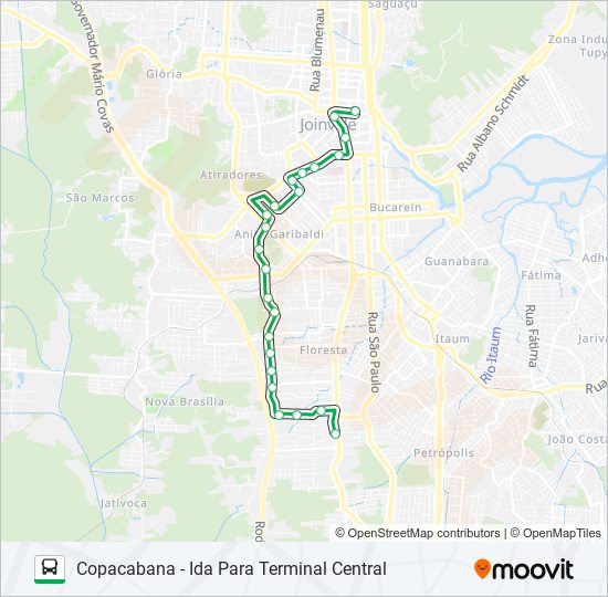 Mapa da linha 7015 COPACABANA de ônibus