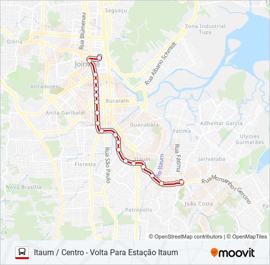 Mapa da linha 0300 ITAUM / CENTRO de ônibus