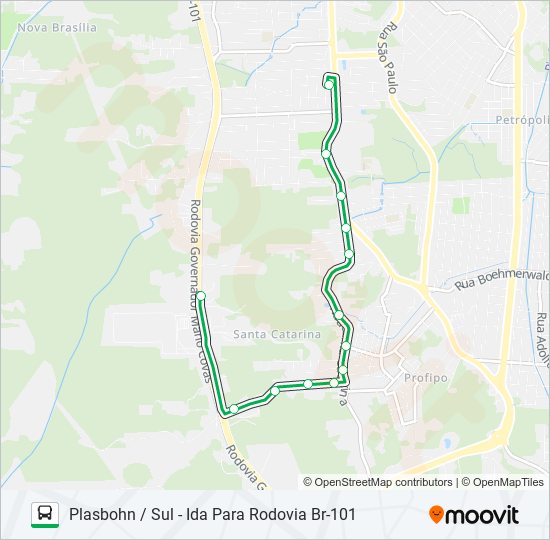 Mapa da linha 1737 PLASBOHN / SUL de ônibus