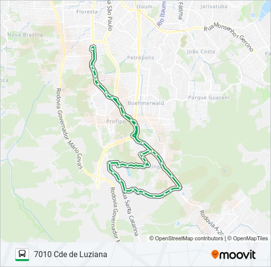 Mapa da linha 7010 CDE DE LUZIANA de ônibus