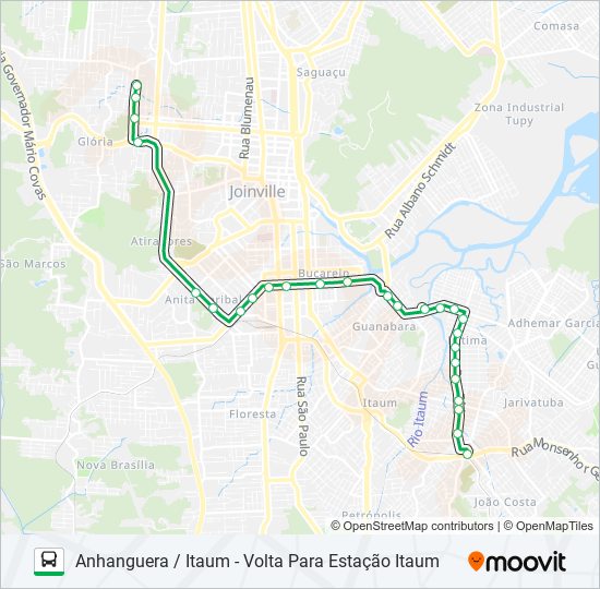 Mapa da linha 1724 ANHANGUERA / ITAUM de ônibus
