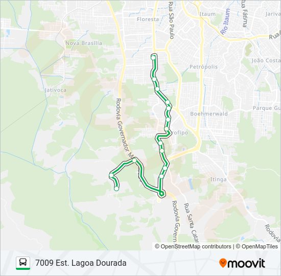 Mapa da linha 7009 EST. LAGOA DOURADA de ônibus