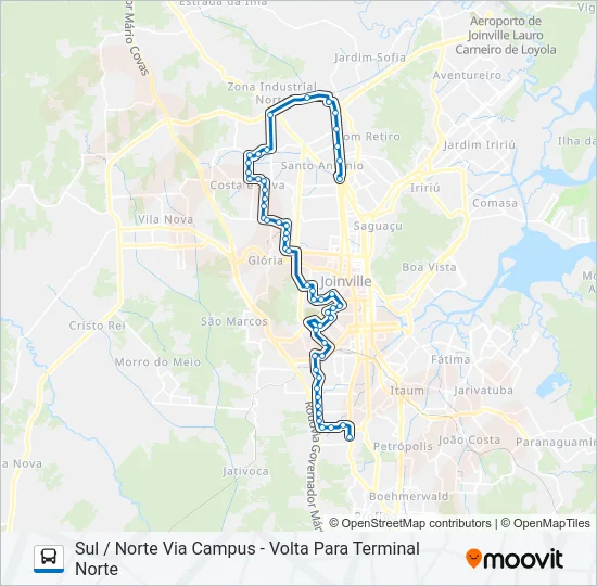 0101 SUL / NORTE VIA CAMPUS  Line Map