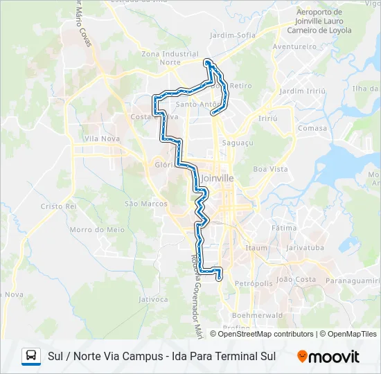 0101 SUL / NORTE VIA CAMPUS  Line Map