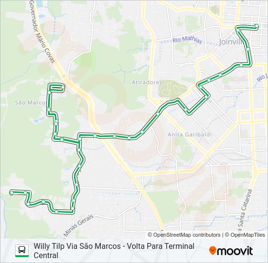 Mapa da linha 1603 WILLY TILP VIA SÃO MARCOS de ônibus