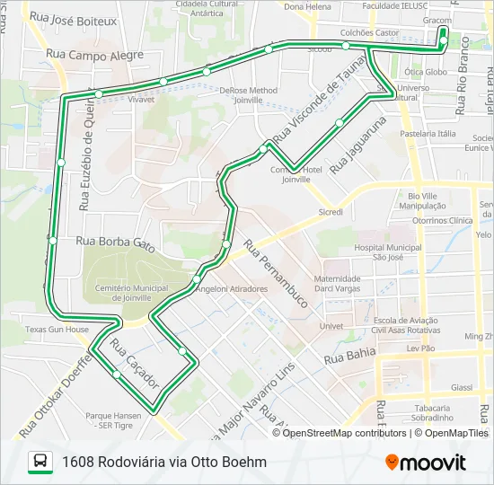 1608 RODOVIÁRIA VIA OTTO BOEHM  Line Map