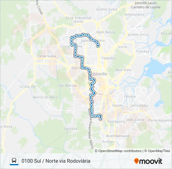 0100 SUL / NORTE VIA RODOVIÁRIA  Line Map