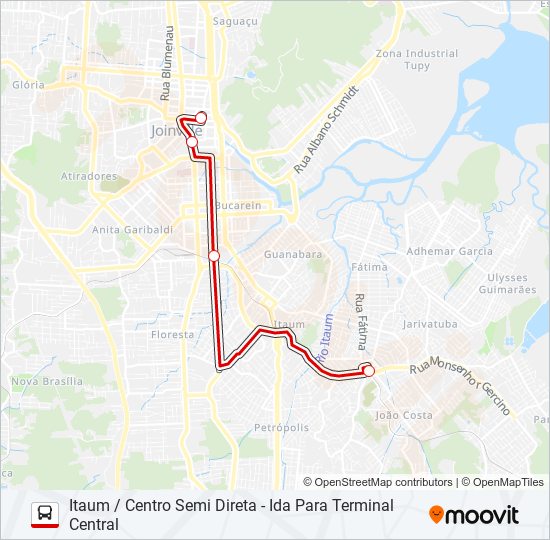 Mapa de 0308 ITAUM / CENTRO SEMI DIRETA de autobús