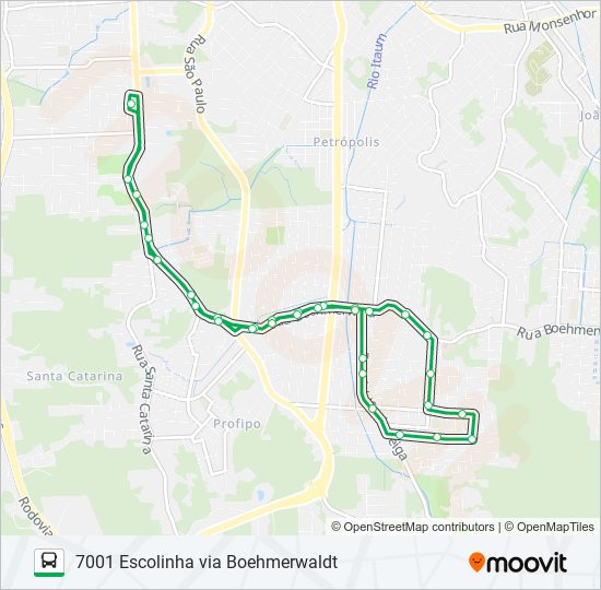 Mapa de 7001 ESCOLINHA VIA BOEHMERWALDT de autobús