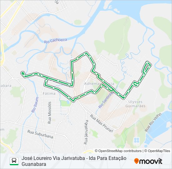 Mapa da linha 1312 JOSÉ LOUREIRO VIA JARIVATUBA de ônibus