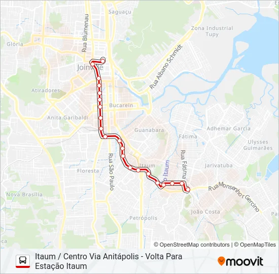 0302 ITAUM / CENTRO VIA ANITÁPOLIS  Line Map