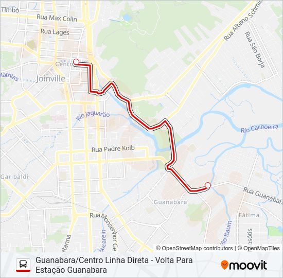 Mapa da linha 0602 GUANABARA/CENTRO LINHA DIRETA de ônibus