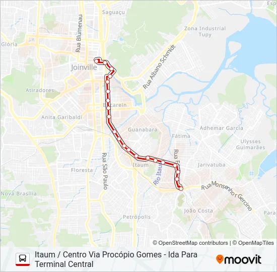 0304 ITAUM / CENTRO VIA PROCÓPIO GOMES  Line Map