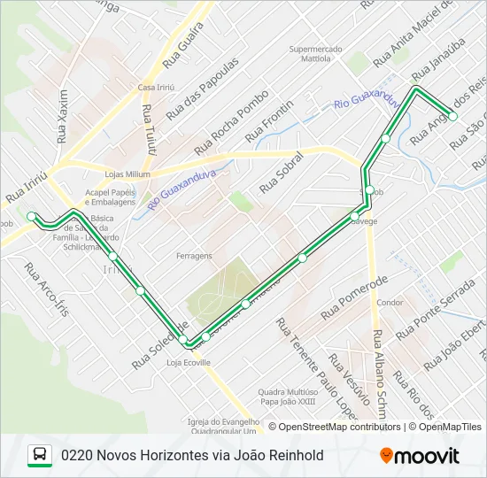 0220 NOVOS HORIZONTES VIA JOÃO REINHOLD  Line Map