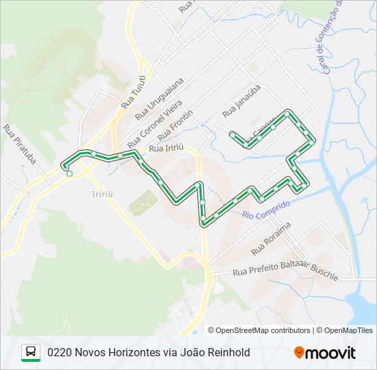 0220 NOVOS HORIZONTES VIA JOÃO REINHOLD bus Line Map