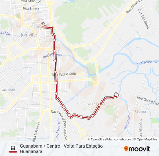 Mapa da linha 0600 GUANABARA / CENTRO de ônibus