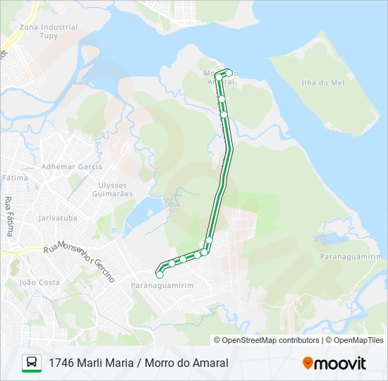 Mapa da linha 1746 MARLI MARIA / MORRO DO AMARAL de ônibus
