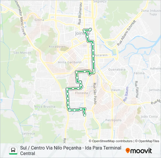 7014 SUL / CENTRO VIA NILO PEÇANHA  Line Map